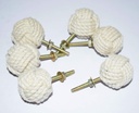 White Cotton Rope Door Knobs/Rope Knot Drawer Pulls and Knobs/Pull and Push Handle Knobs for Cabinets, Wardrobes & Cupboards/Nautical Hardware Decor,58 mm, Set of 6