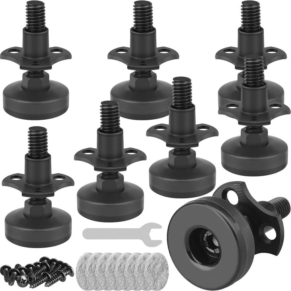 Heavy Duty Furniture Levelers 3/8''-16 Thread w/ T-Nut Kit Furniture Leveling Feet Adjustable Furniture Levelers for Tables,Cabinets,Chairs,Workbench,Sofa and More,Large Base Supports 2640LBs-8 Packs