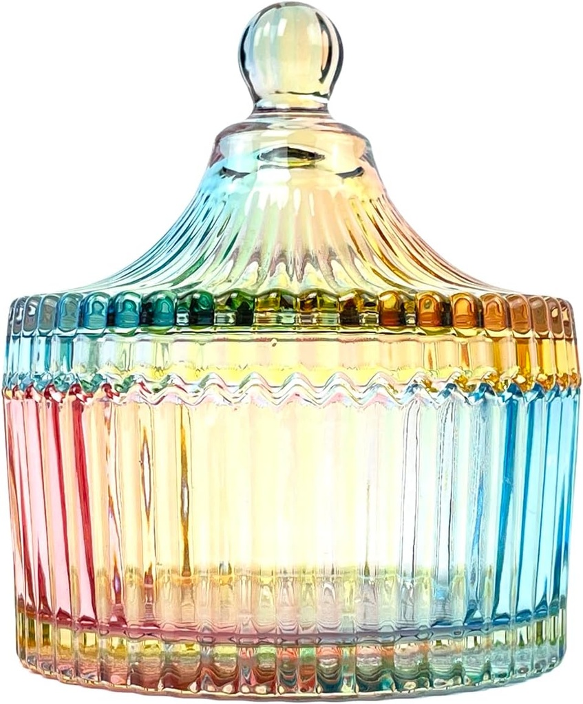Colorful Crystal Glass Candy Snack Barrel Storage Jar Embossed Luxury Cookie Buffet Canister With Lids Jewelry Box Jar Biscuit Containers