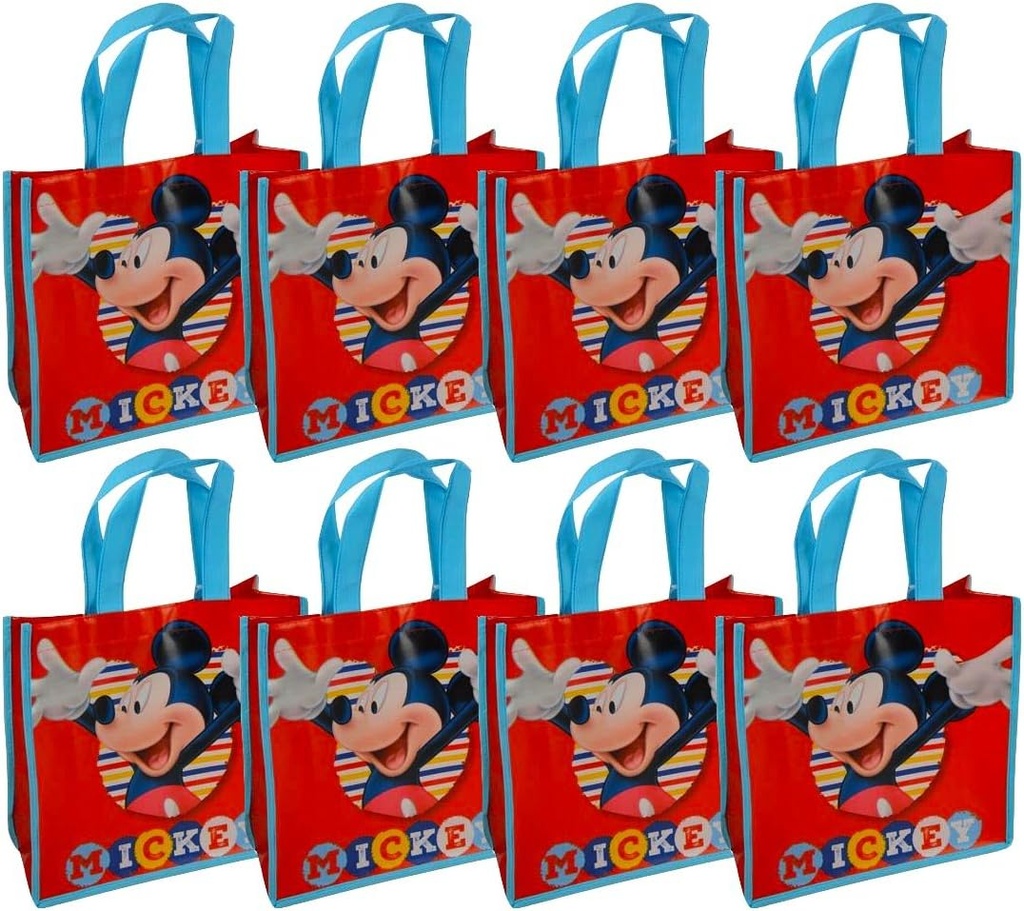 Disney 8-Pack Mickey Mouse Reusable 10" Tote Bags with Glossy Printing
