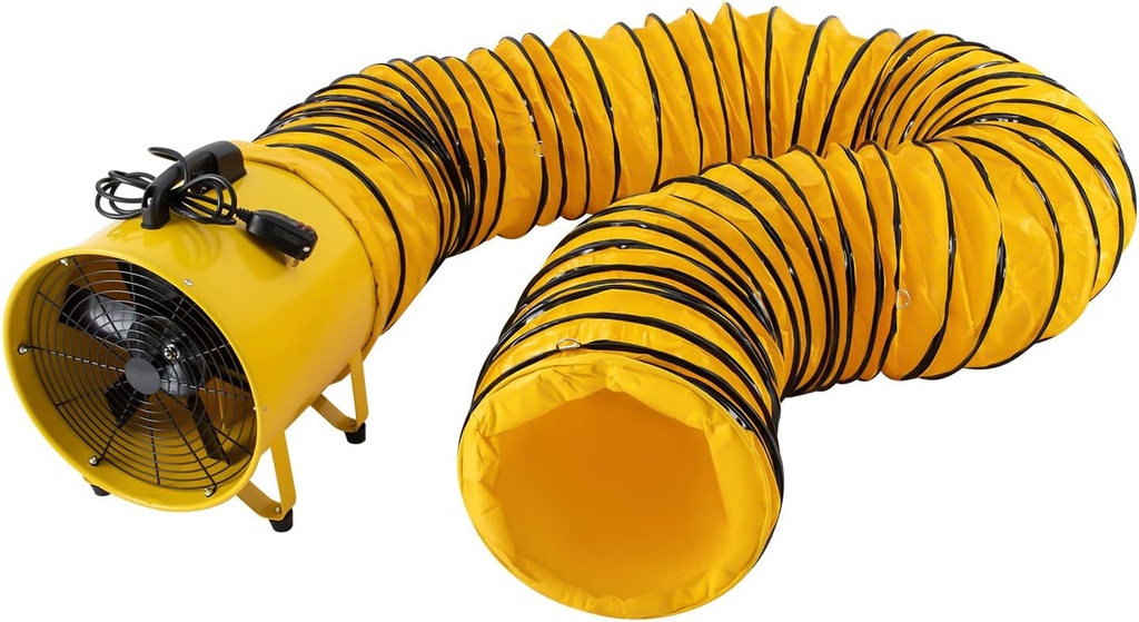 Utility Blower Fan, 16 In 1100W Portable Ventilation Fan with 32.8 ft PVC Ducting 1900&2800r/min High Velocity Portable Ventilator Fume Extractor for Exhausting & Ventilating