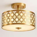 Semi Flush Mount Ceiling LED Light Fixture Hanging with Drum Shade for Dining & Living Room Kitchen Office Shop Entryway & Hallway Modern Chandelier Lamp Brushed Chrome Finish E26 Base