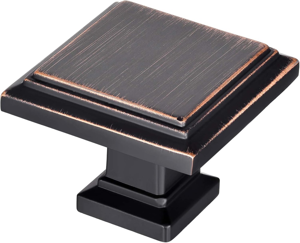 Square Knobs - 10 Pack / 1.3 Inch, Oil Rubbed Bronze Cabinet Pulls Vintage for Furniture Knobs and Drawer Pulls, Kitchen, Bathroom Vanity Hardware