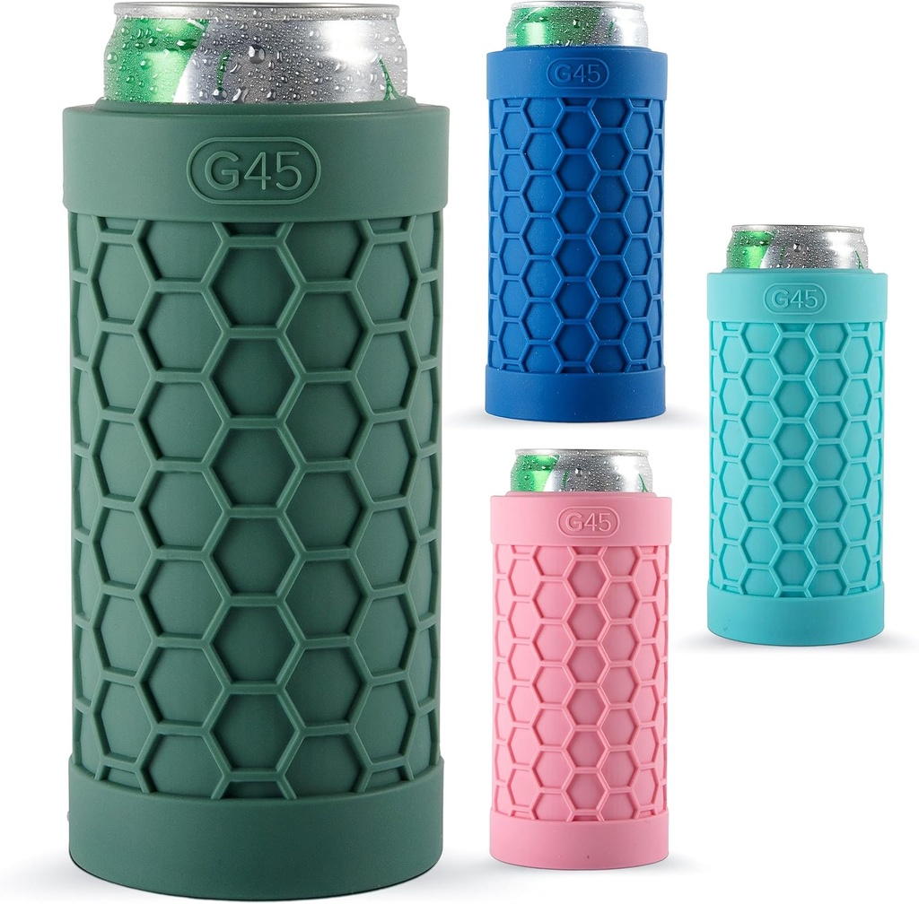 G45 Slim Can Cooler, Silicone Rubber, Insulated Can Cooler for 12 Oz Slim Cans (Green)
