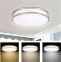 14 inch LED Flush Mount Ceiling Light Fixture, 3000K/4000K/5000K Adjustable Ceiling Lights, Dimmable Lighting for Bathroom Hallway Kitchen Stairwell, Brushed Nickel, ETL Listed