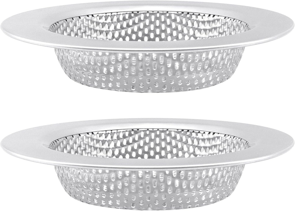 Quacc 2 PCS Sink Strainers for Kitchen Sink Drain Basket, Upgraded 2-Layer Safe Design Stainless Steel Sink Protector Screen Disposal Strainer Drainage Stopper (Outer Diameter 4.4")