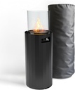 Planika BINO Outdoor Gas Fireplace - Black Fire Column with Glass Shield for Patio or Gardens (Outdoor Cover Incl)