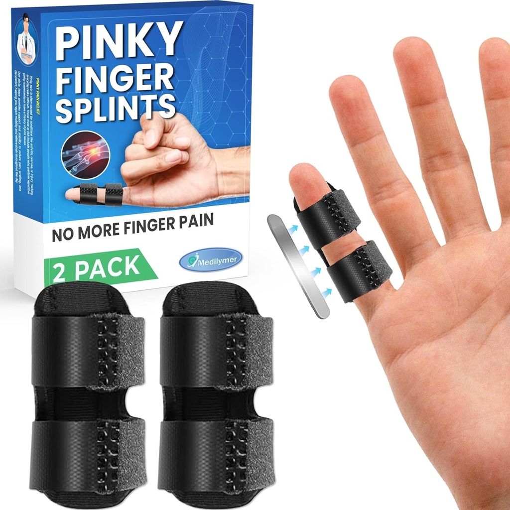 Pinky Finger Splint (2 Pack) Trigger Finger Brace for Kids, Small, Pinky Splint, Pain Relief, Knuckle Immobilization, Arthritis, Mallet Finger, Fits Thumb, Ring, Pinkie, Little Fingers