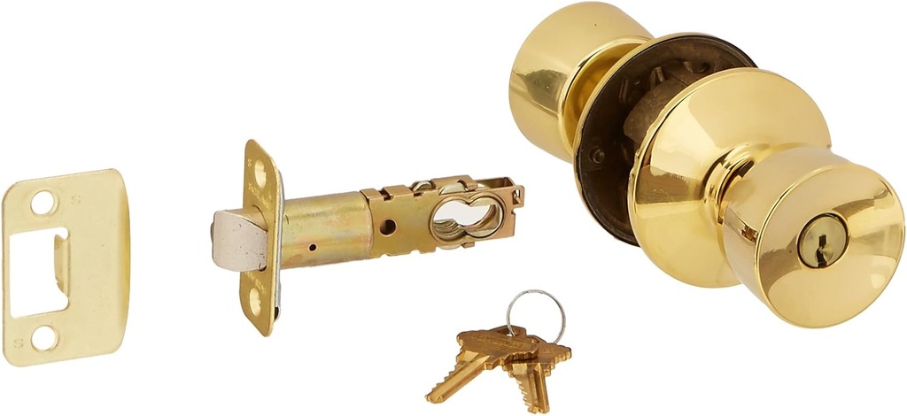 Schlage F51ABEL505 Lifetime Polished Brass Bell Keyed Entry F51A Panic Proof Door Knob