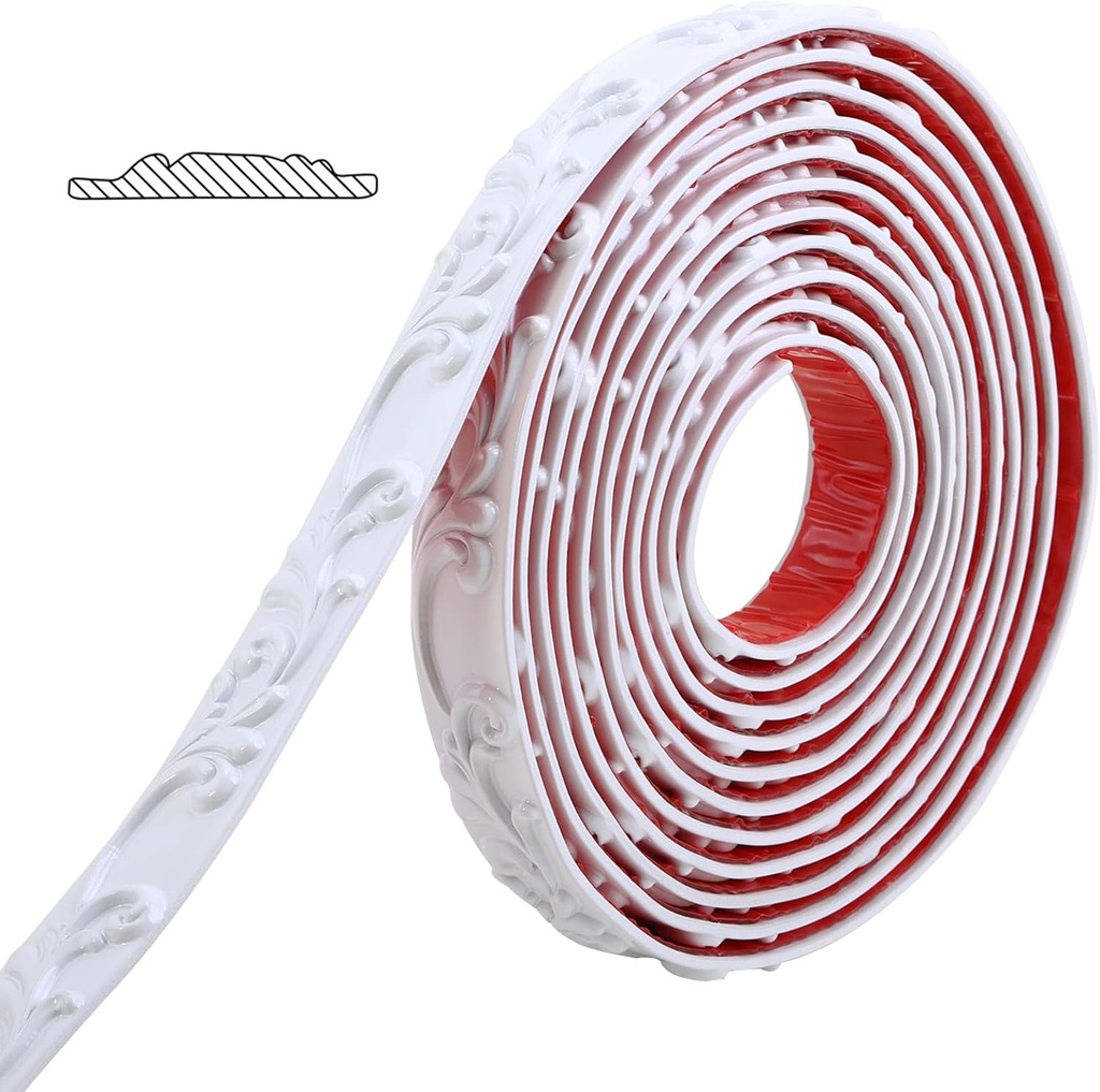 Gaahing Paintable Wall Trim Molding for Cabinet Mirror Frame Wall Edge Home Decor | Peel and Stick Self-Adhesive Design, 16.4 ft x 1 inch