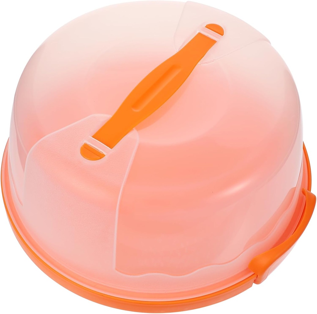 GLEAVI Transparent Plastic Cake Box Portable Cake Holder with Locking Carrier for Baking and Display Food Safe Orange Color and Party Use
