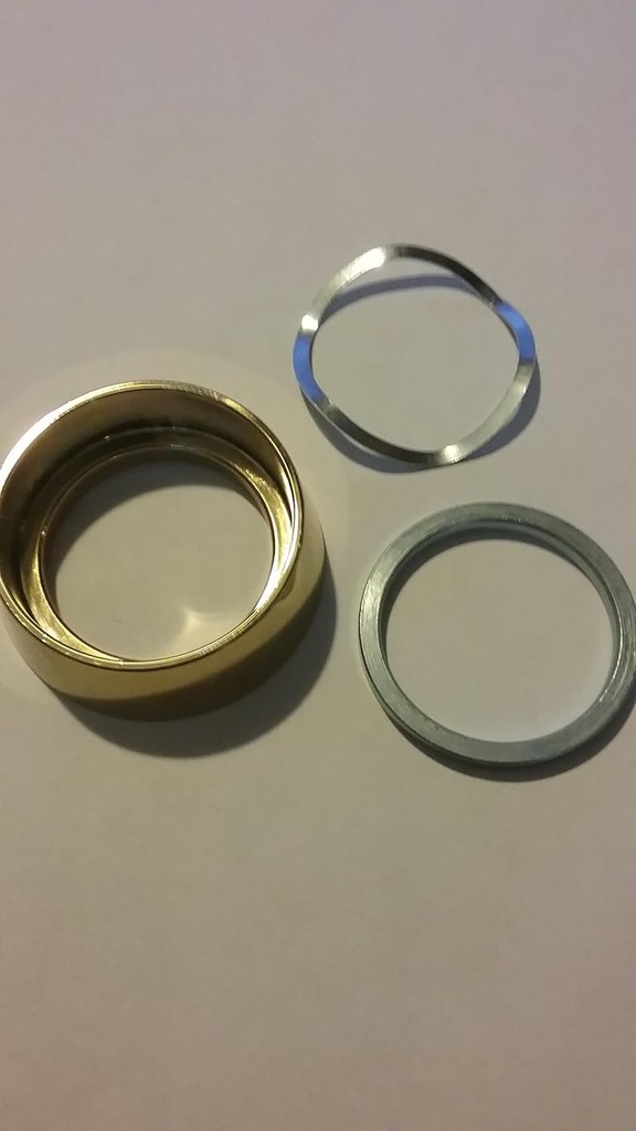 8300.030.COLL Baldwin Adjustable Mortise Cylinder Collar Hardened with Spacer/Spring Washer US3 Polished Brass. All Collars fit Standard Mortise cylinders and Mortise t-Turn cylinders.