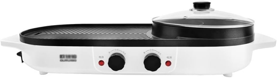 YYDS Hot Pot Alloy Bakeware Shabu Integrated Electric Hot Pot Barbecue Pot Overload Power Failure Mandarin Duck Pot Electric Grill (Color : White)