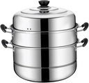 Stainless Steel Three-layer Steamer Pot Energy-saving Cookware for Cooking Vegetables Seafood and More Space-saving Design with Anti-scald Handle