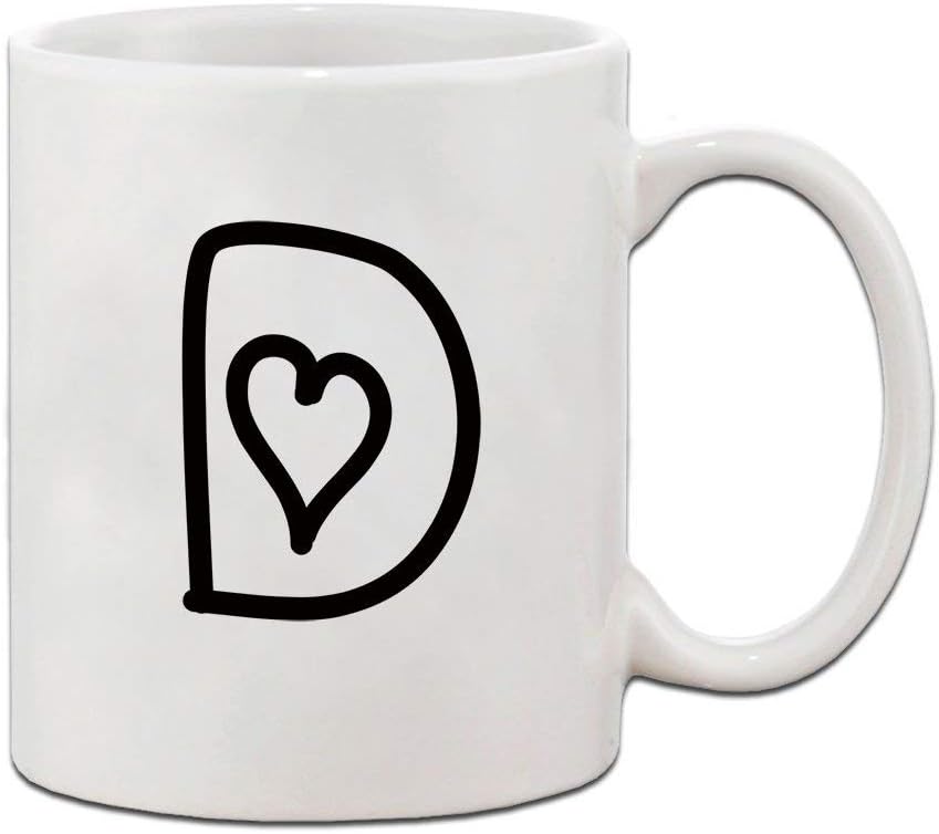 Style In Print D Love Hearts Initial Monogram Personalized Letter D Ceramic Mug Coffe Cup Holiday Christmas Hanukkah Gift For Men & Women