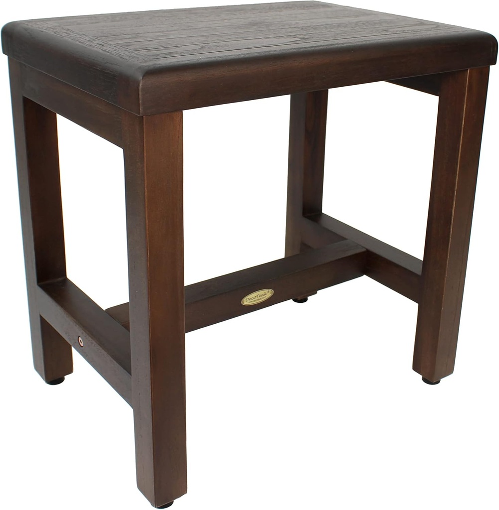 DecoTeak 18 Inch Brown Waterproof Teak Wood Shower Bench Stool Seat Chair for Inside Shower Provides Safety, Storage, and Organization for Bathroom Accessories