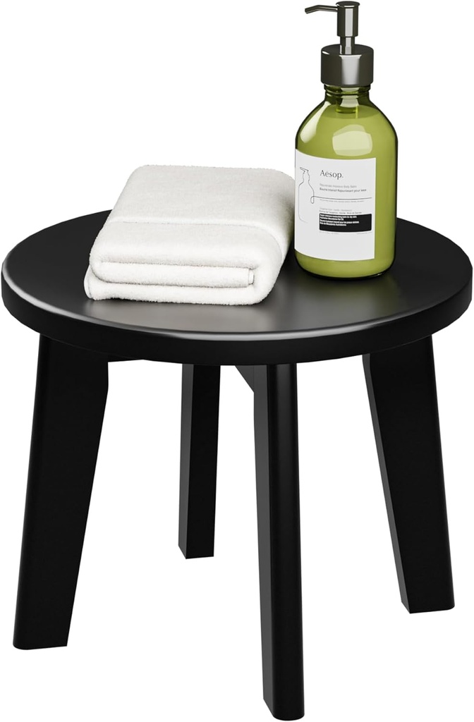 Shower Shaving Foot Rest Stool,Bamboo Step Stool for Kids Adults Small Portable Wooden Stools for Inside Shower Sturdy Stepping Spa Bench 300 Lbs in Sink Bathroom Office Plant Stand 10inch (Round)