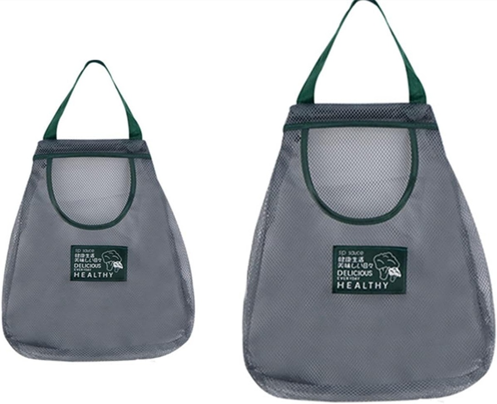 DurReus Reusable Mesh Produce Bags Hanging Kitchen Pantry Storage Organizer for Vegetable Fruit Grocery Pack 2