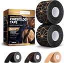 Care Science Waterproof Kinesiology Tape, 40 ct Precut Strips (2 Rolls), Copper Infused | Water Resistant Strips, Elastic Athletic Tape for Sports & Weightlifting, Muscle Strain Relief & Joint Support