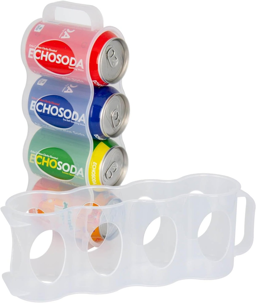 Portable Soda Can Organizer for Refrigerator Shelf, Beer Can Holder, Fridge Storage Sliding Rack, Clear Plastic 2 Pack