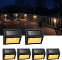 XLUX Solar Lights for Steps Decks Pathway Yard Stairs Fences, LED lamp, Rainproof, Black Metal Housing, 6 Pack