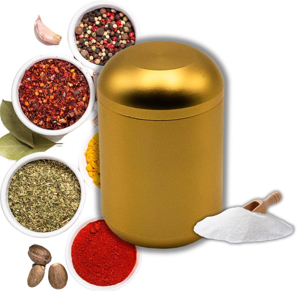 2.7oz Mini Vintage Portable Metal Round Tea Tin Canister for Loose Tea - Travel-Friendly Tin Canister for Tea, Coffee, and More (Gold)