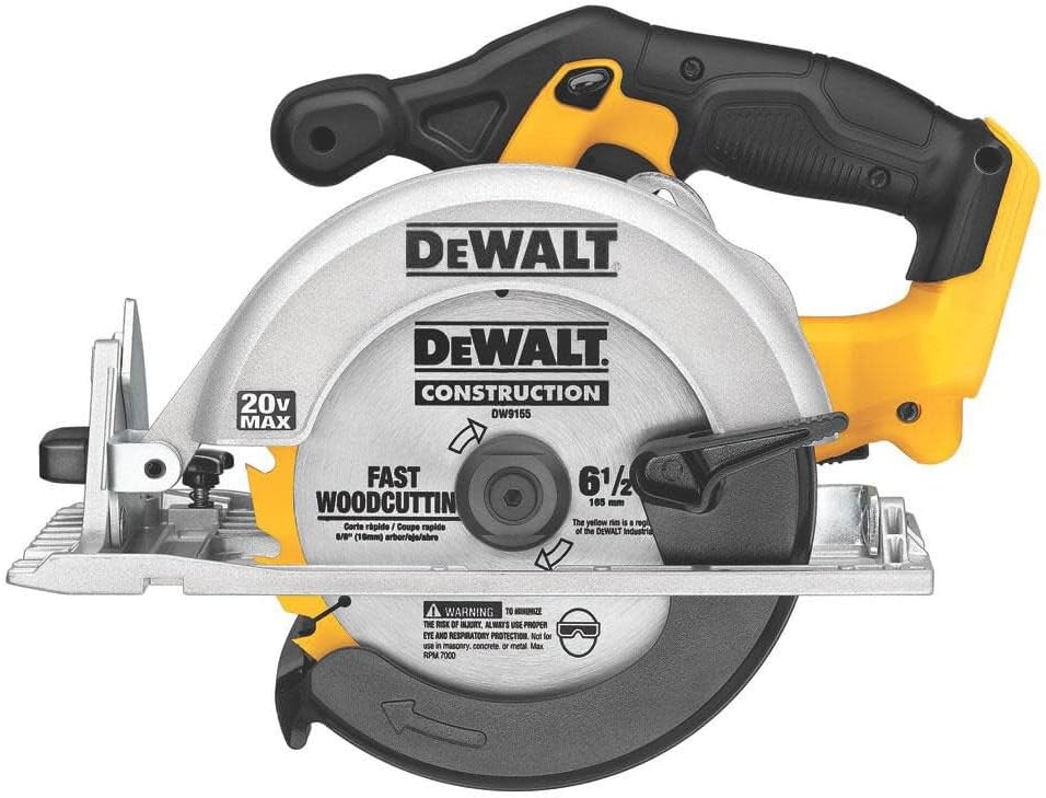 DEWALT 20V MAX Circular Saw, Cordless Sidewinder Style Portable, 6-1/2-Inch Blade, 5150 RPM, 0-50 Degree Bevel Capability, Battery Not Included (DCS391B)