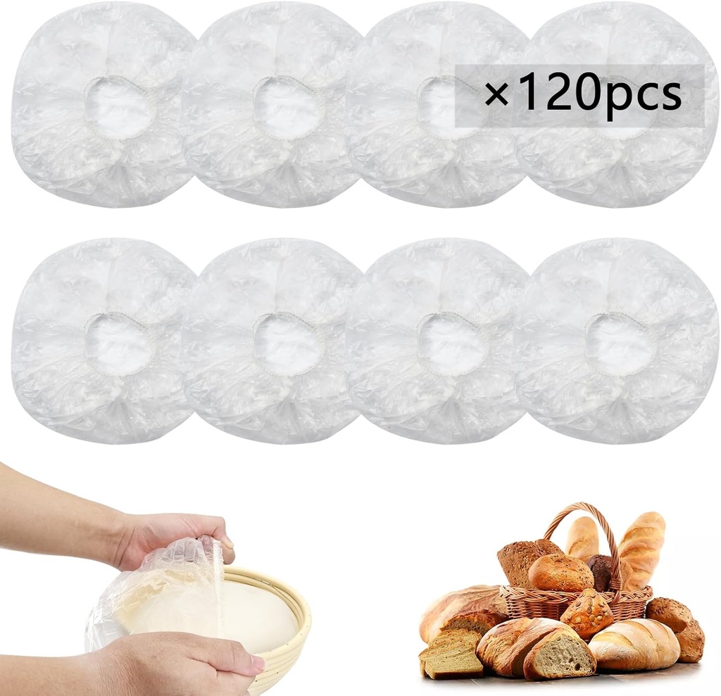 120pcs Shower Caps for Sourdough Bread, Reusable Bowl Covers for Proofing, Plastic Bread Covers With Elastic