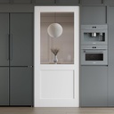 WINSTELLAR 36 x 80 Prebuilt Interior Clear Glass Half Door Slab, Paintable Interior Doors for Home, Bedroom, Pantry, Laundry as Prehung, Pocket, Barn, French Doors, White Door Panel