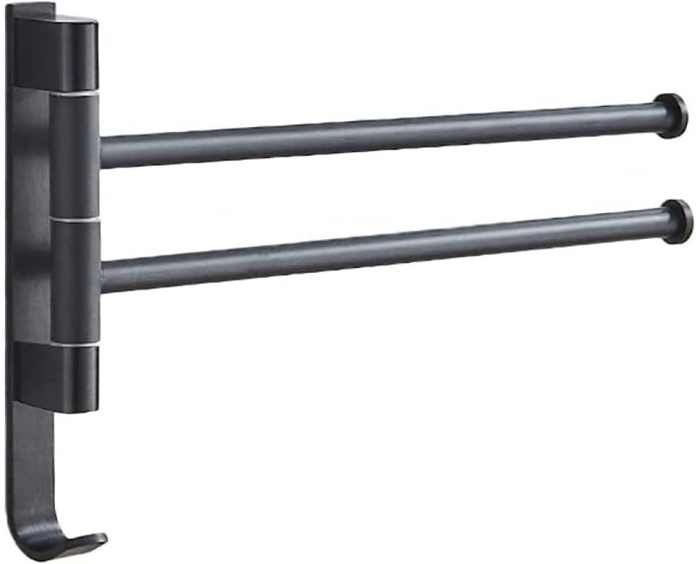 Swivel Towel Rail Wall Mounted Holder for Bathroom Space Saving Steel Rack with Adjustable Arm Silver Color