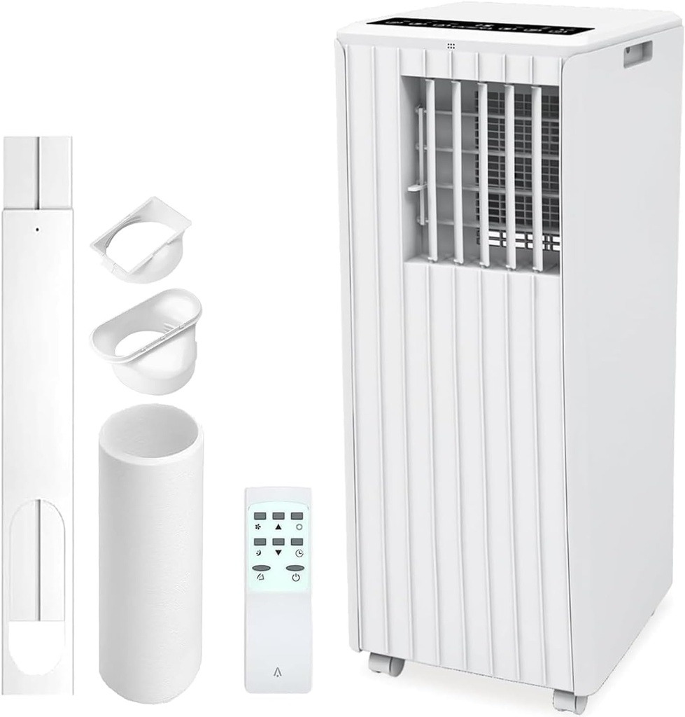 8,000 BTU Portable Air Conditioners - Rooms Up to 350 Sq.Ft - 3-In-1 AC Unit With Dehumidifier (45L/Day) & Fan - Includes Remote Control, 24H Timer & Window Kit - Quiet Operation