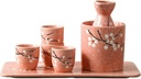 7 Piece Sake Set Sake Cup Set Traditional Hand Painted Design Porcelain Pottery Ceramic Cups Crafts Wine Glasses Suitable for Family (Color : A)