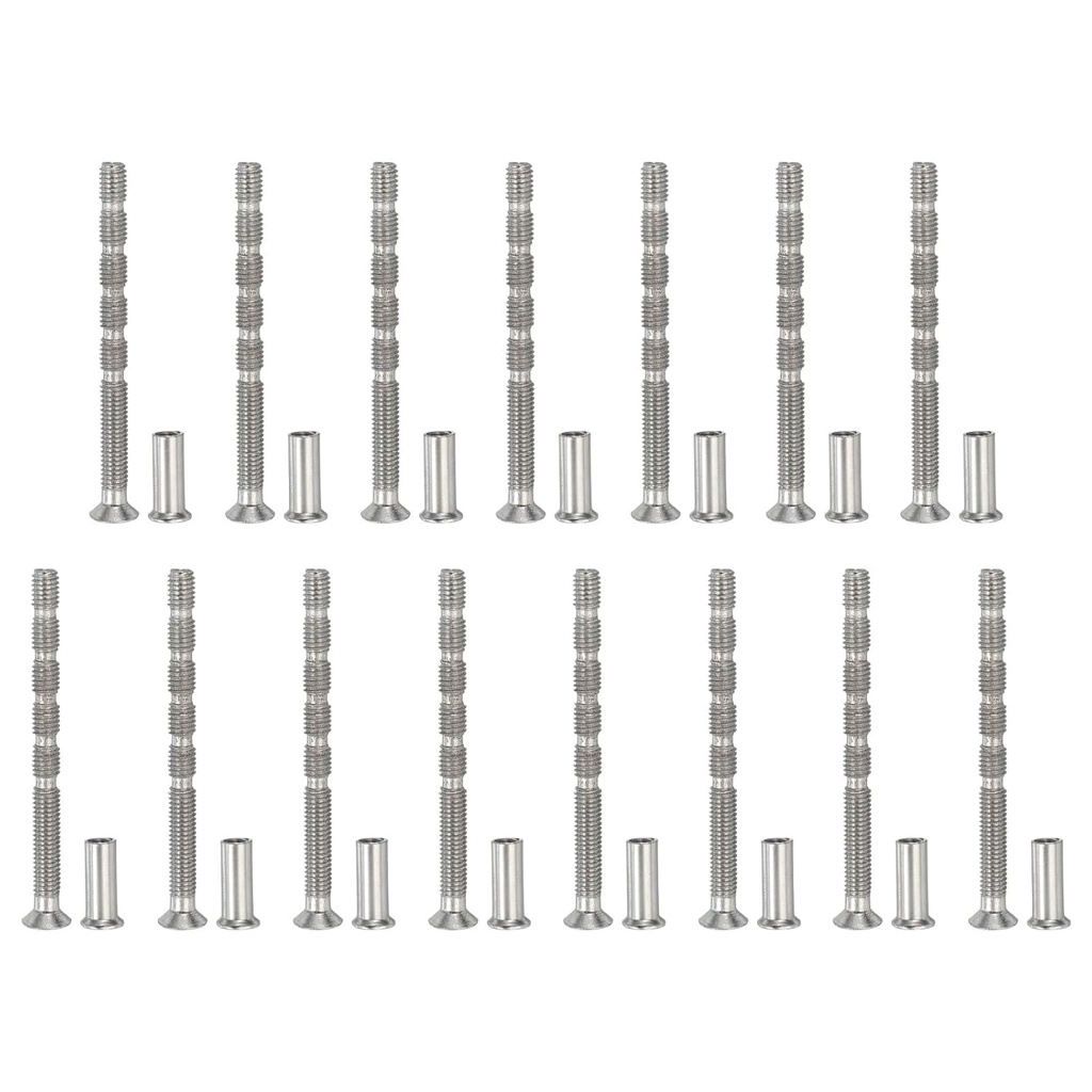 PATIKIL Cabinet Handle Screws M5x60, 15 Set Break Away Screws Drawer Pull Screw Phillips Drive Flat Countersunk Head Bolts with Sleeve for Door Handle Lever