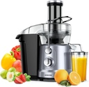 Juicer Machines 1300W Juicer Vegetable and Fruit, Power Juicers Extractor with 3" Feed Chute, Centrifugal Juicer with High Juice Yield, Easy to Clean&BPA-Free, Dishwasher Safe-Silver-Black