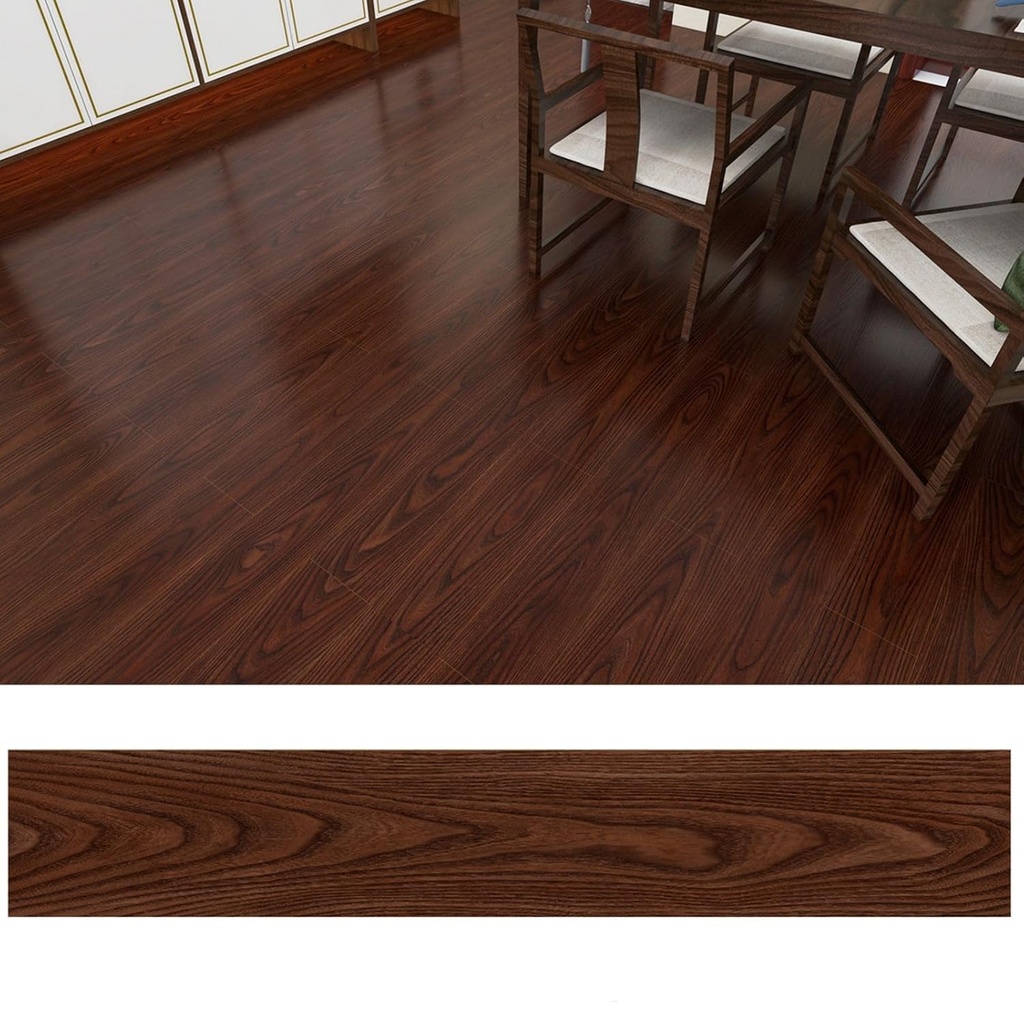Peel and Stick Floor Tile, Ft Self Adhesive Vinyl Flooring Planks,12 Pack 15 Sq.36" x 6" Adhesive Waterproof Wood Grain Look Flooring Tiles for Bathroom, Kitchen, Living Room (Walnut)