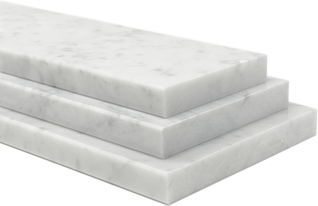 Italian Bianco Carrara Marble Window Sill, Threshold, Shower Curb, Marble Transition Piece Polished 4", 5", 6" Wide Up to 60" Long (White Carrara, 5" x 52")