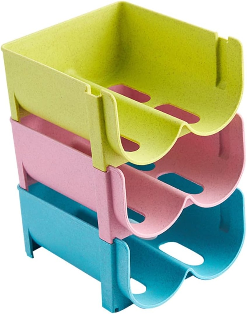 BESTOYARD 3Pcs Stackable Beverage Storage Boxes for Kitchen and Refrigerator Food-grade Drink Organizer for Beer Cans and Wine Bottles Space-saving Home Storage in Green Blue and Pink