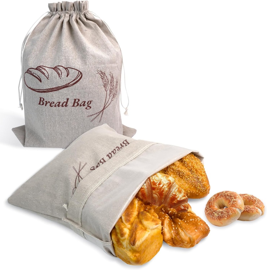 Reusable Bread Bags for Organic Homemade Linen Sourdough Bread Bag, 16.8 x 13 Inches Storage for Homemade, Linen Breads Bag for Sourdough, Breads Bags to Keep Fresh, Portability, Lining, Compact, I