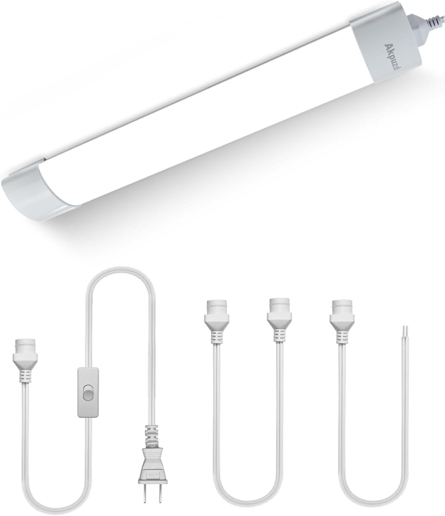 5000K LED Ceiling Light Fixture with Plug, Under Cabinet Lighting, Linkable LED Light Bar for Kitchen Bathroom Garage Corridor Office Overhead Lighting (1.4FT-1PCS)