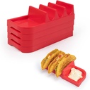 Taco Holders Set of 4, Taco Plates Stands Shells Tray for Taco Bar Night Party, Taco Tuesday Family Dinner, Red