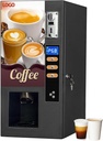Commercial Coffee Vending Machine – Coin Operated, 3 Flavor Instant Hot Drinks, Smart Self Coin Payment, Automatic Cup Drop System, for Office, Cafe, School