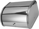 Metal Bread Storage Bin Small Flat Side Bread Box with Roll up Lids Bread Holder Container for Bread Cake Doughnut Biscuit Food Tableware(Mirror Surface)