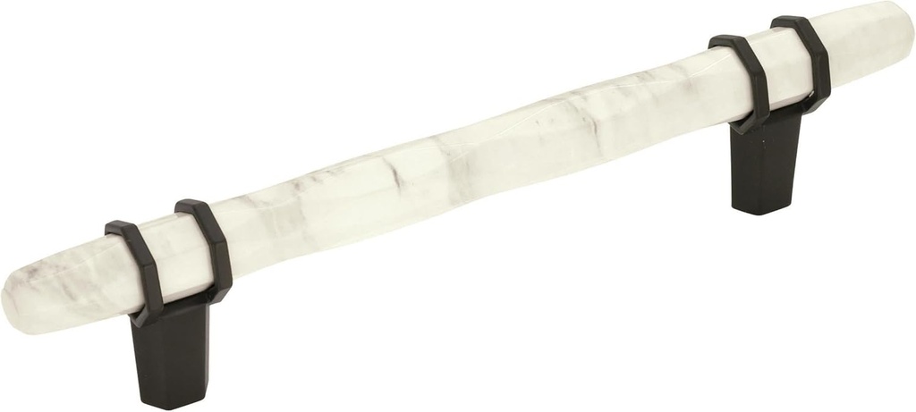 Amerock | Cabinet Pull | Marble White/Black Bronze | 5-1/16 inch (128 mm) Center to Center | Carrione | 1 Pack | Drawer Pull | Drawer Handle | Cabinet Hardware
