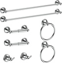 Newfun 8-Pieces Polished Chrome Bathroom Accessories Set, 24 Inch Bath Towel Bar Set, SUS 304 Stainless Steel Bathroom Hardware Set, Towel Racks for Bathroom Wall Mounted