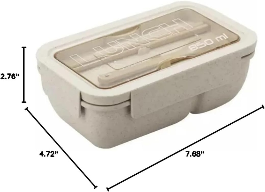 Premium Bento Lunch Box Containers for Adults - Perfect Healthy Portable Food Storage Solution w/Compartments & Chopsticks/Spoon - Ideal Lunchable Box! (Compact beige, 7.68"L x 2.76"W x 4.72"H)