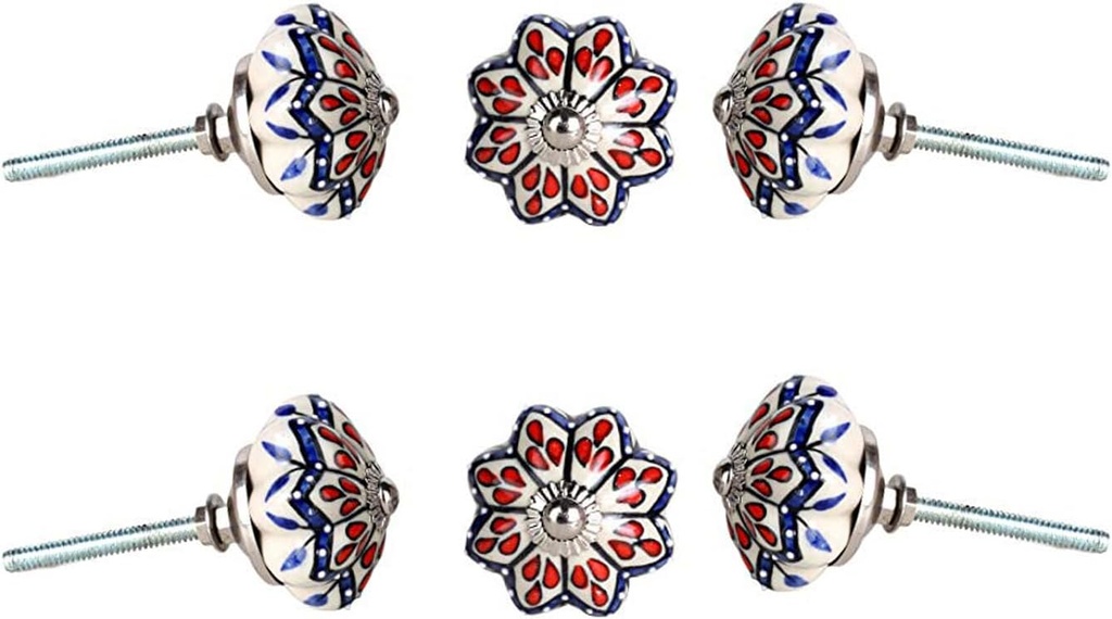 Perilla Home Set of 6 Drop Design Melon Knobs Decorative Round Knobs for Home Kitchen Cabinet Vintage Hardware Cupboard Door Dresser Wardrobe Drawer Pulls