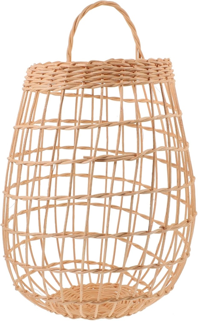 Elegant Woven Rattan Basket Kitchen Storage for Garlic Onion Wall Hanging Basket for Home Decor Living Room Patio Boho Style