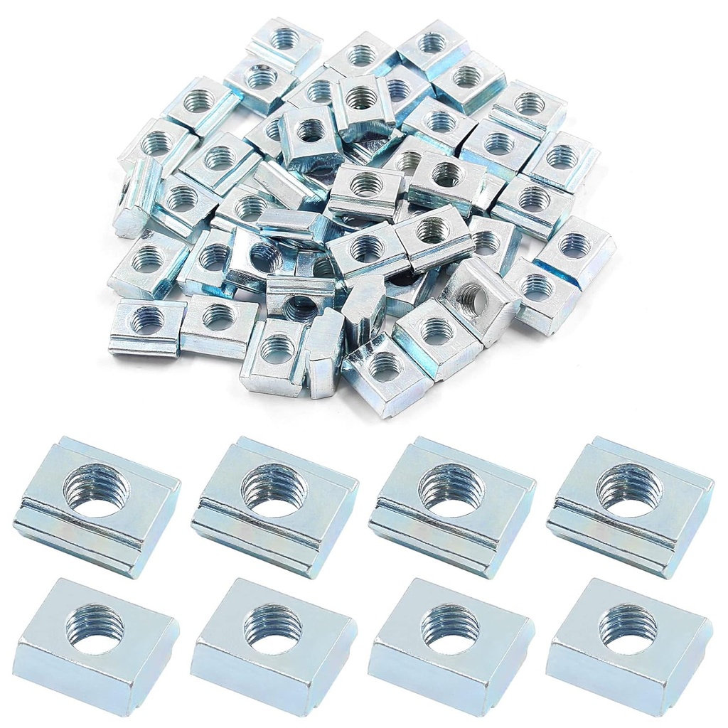 100Pcs 20 Series Sliding T Nuts M5 Thread, Slide in Hammer Head T Nut T-Slot Slide Nuts for 2020 Series Aluminum Extrusion Profile T-Slot 6mm