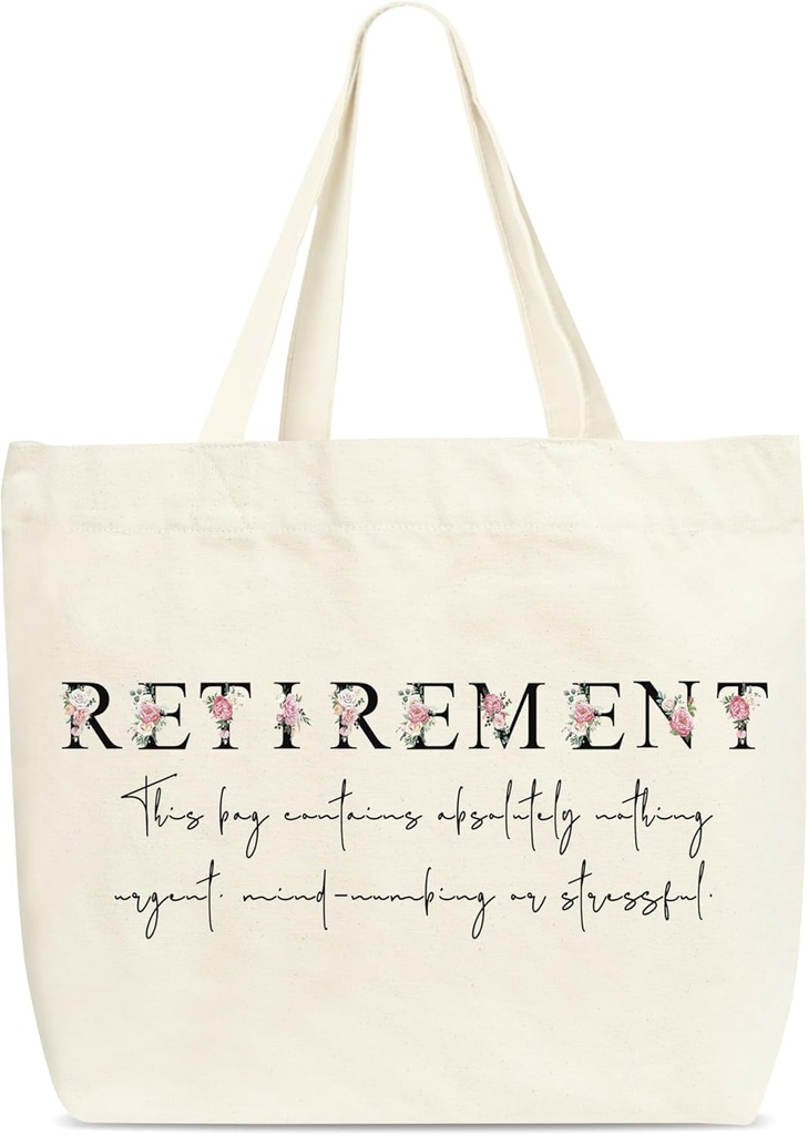 Retirement Tote Bags, Going Away Gifts For Colleagues, Retired Gifts For Women Friend Coworker Leader Teacher Grandparents, Retirement Themed Shoulder Bag For Work Beach Travel Holiday -A45