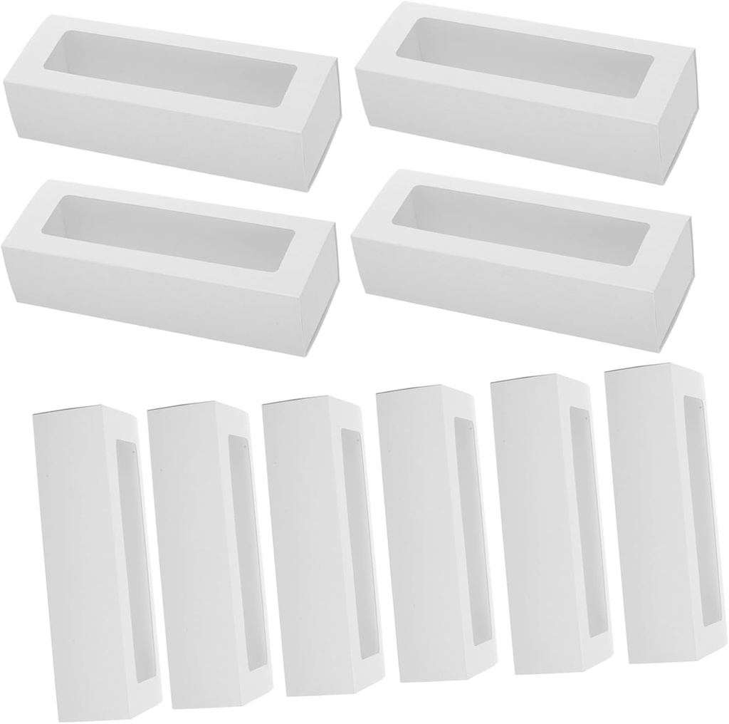 STOBAZA 10Pcs Macaron Storage Box Clear Window Kraft Paper Dessert Packaging for Cookies Muffins Cupcakes Truffles Pastries for Bakery Use and Sweet Treats